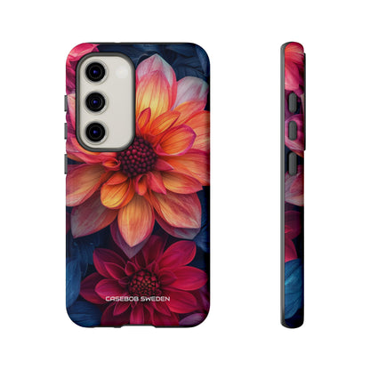 Floral Harmony Orange Blue - Tough Samsung S23 Phone Case