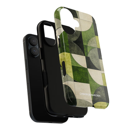 Green Beige Geometry - Tough iPhone 16 Phone Case