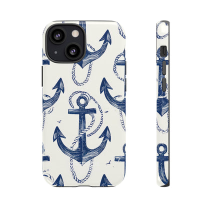 Navy Anchor Tapestry iPhone 13 - Tough