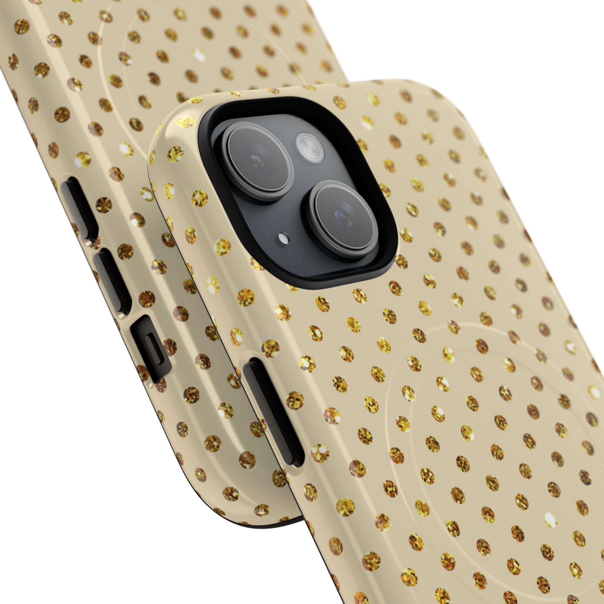 Gold Sparkle Grid iPhone 15 Case - Tough+