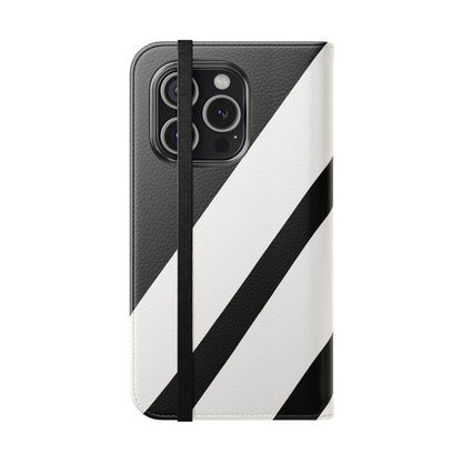 Diagonal Stripes BlackWhite - iPhone 15 Pro Case - Wallet