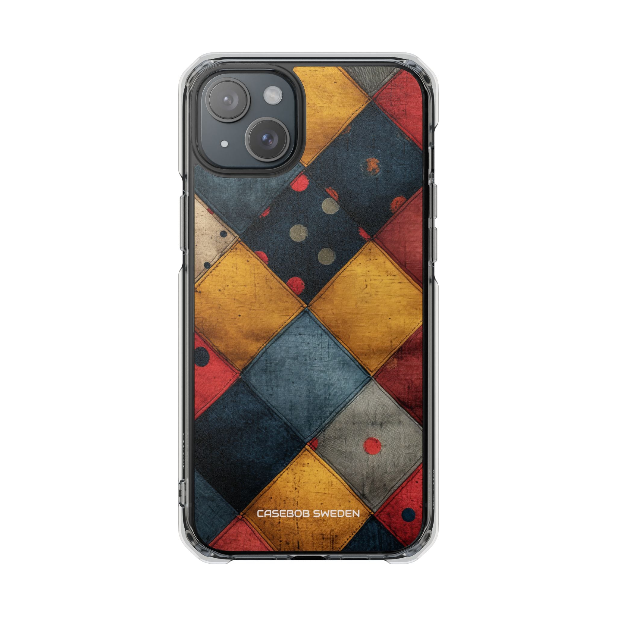 Blue Red Patchwork - Clear Impact iPhone 15 Phone Case