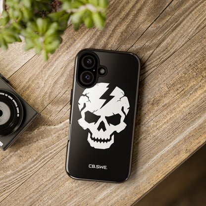 Minimalist White Skull Lightning Bolt Icon iPhone 16 - Tough