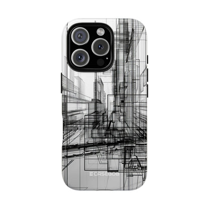 Urban Complexity: Black Lines Design - for iPhone 16