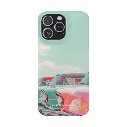 Vintage Turquoise Cars - Slim iPhone 15 Phone Case