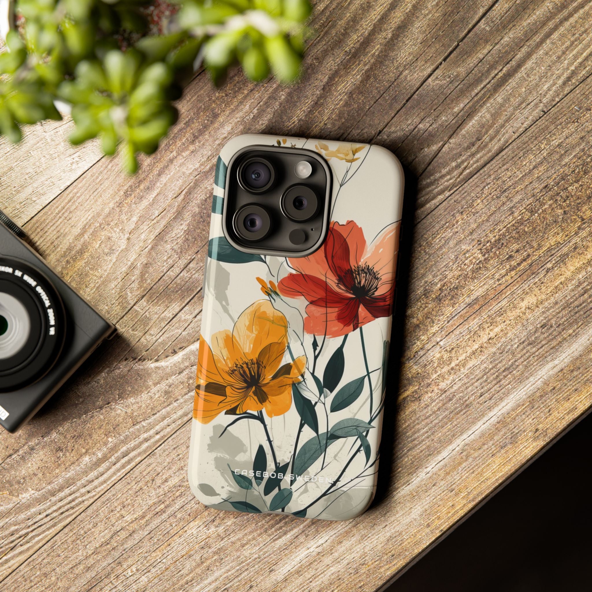 Elegant Floral Harmony iPhone 15 - Tough Phone Case