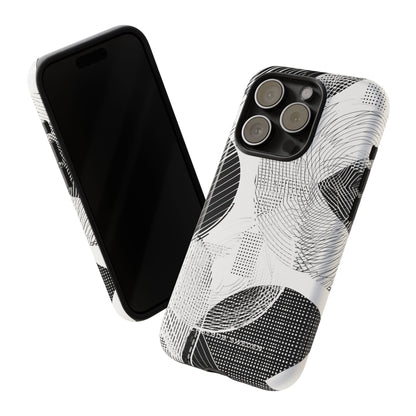 Geometric Monochrome Flow iPhone 15 - Tough Phone Case