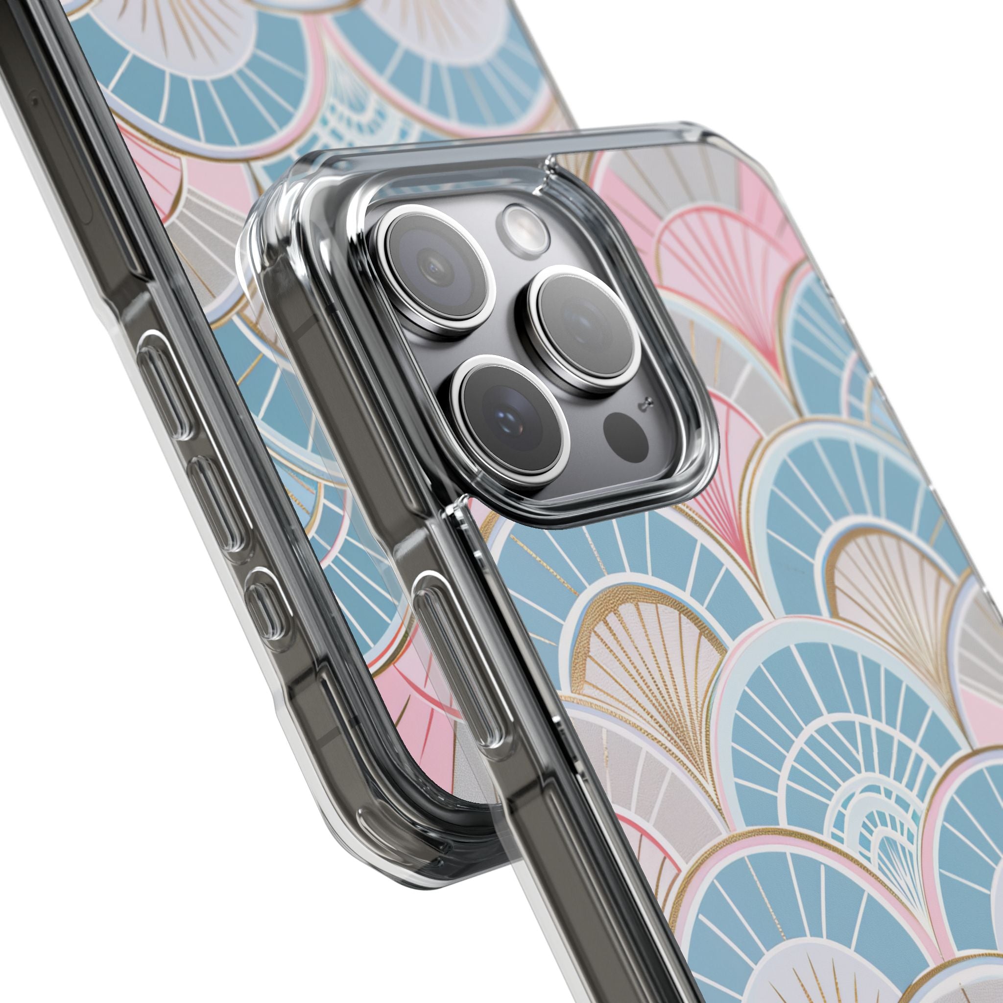 Art Deco Pastel Fan Pattern - Clear Impact iPhone 15 Phone Case