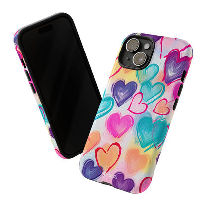 Hearts Dance Playfully - iPhone Case