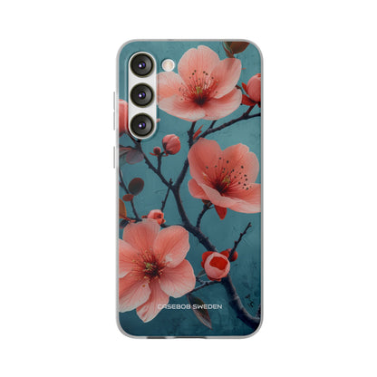 Teal Coral Blossom - Flexi Samsung S23 Phone Case