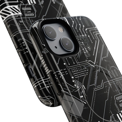 Futuristic Circuit Grid iPhone 14 - Tough+