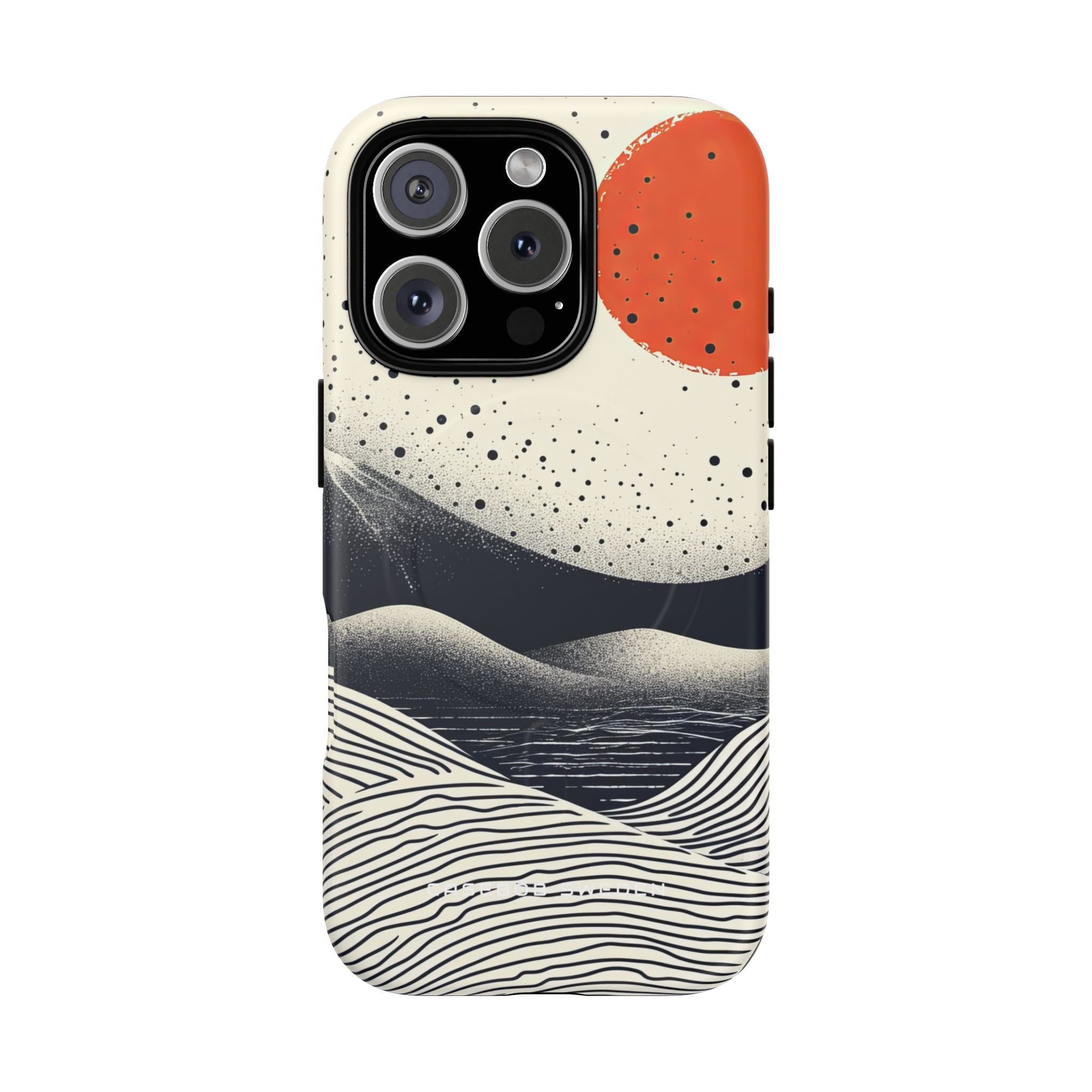 Red Sun Over Flowing Horizons iPhone 16 | Tough+ Phone Case