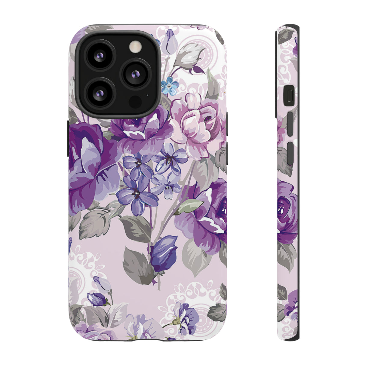 Beautiful vintage purple flower iPhone case (Protective) - Protective Phone Case