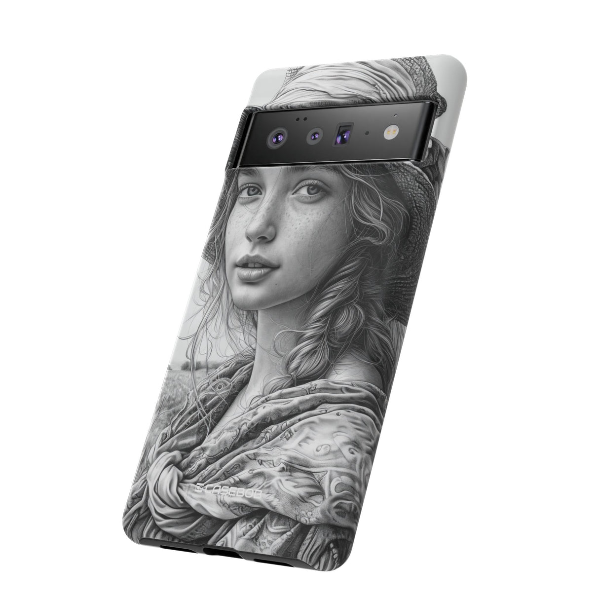 Serene Sketch Portrait | Protective Phone Case for Google Pixel