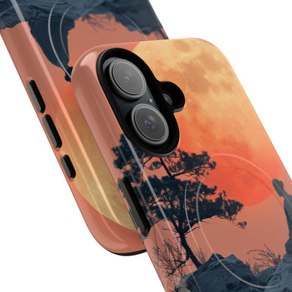 Zen Tranquility Under a Red Moon iPhone 16 | Tough+ Phone Case