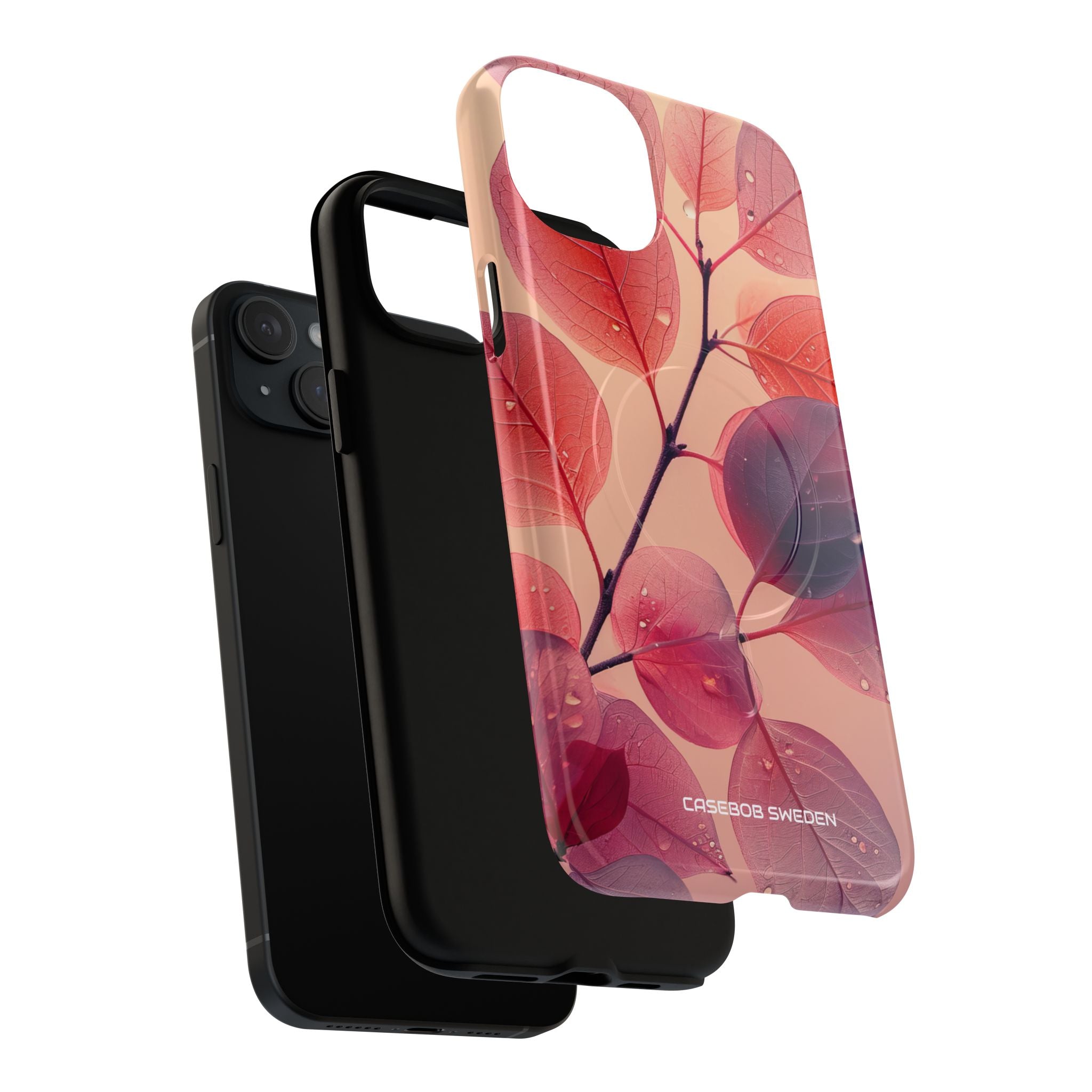 Pink Serenity Leaf Design - Tough + MagSafe® iPhone 15 Phone Case