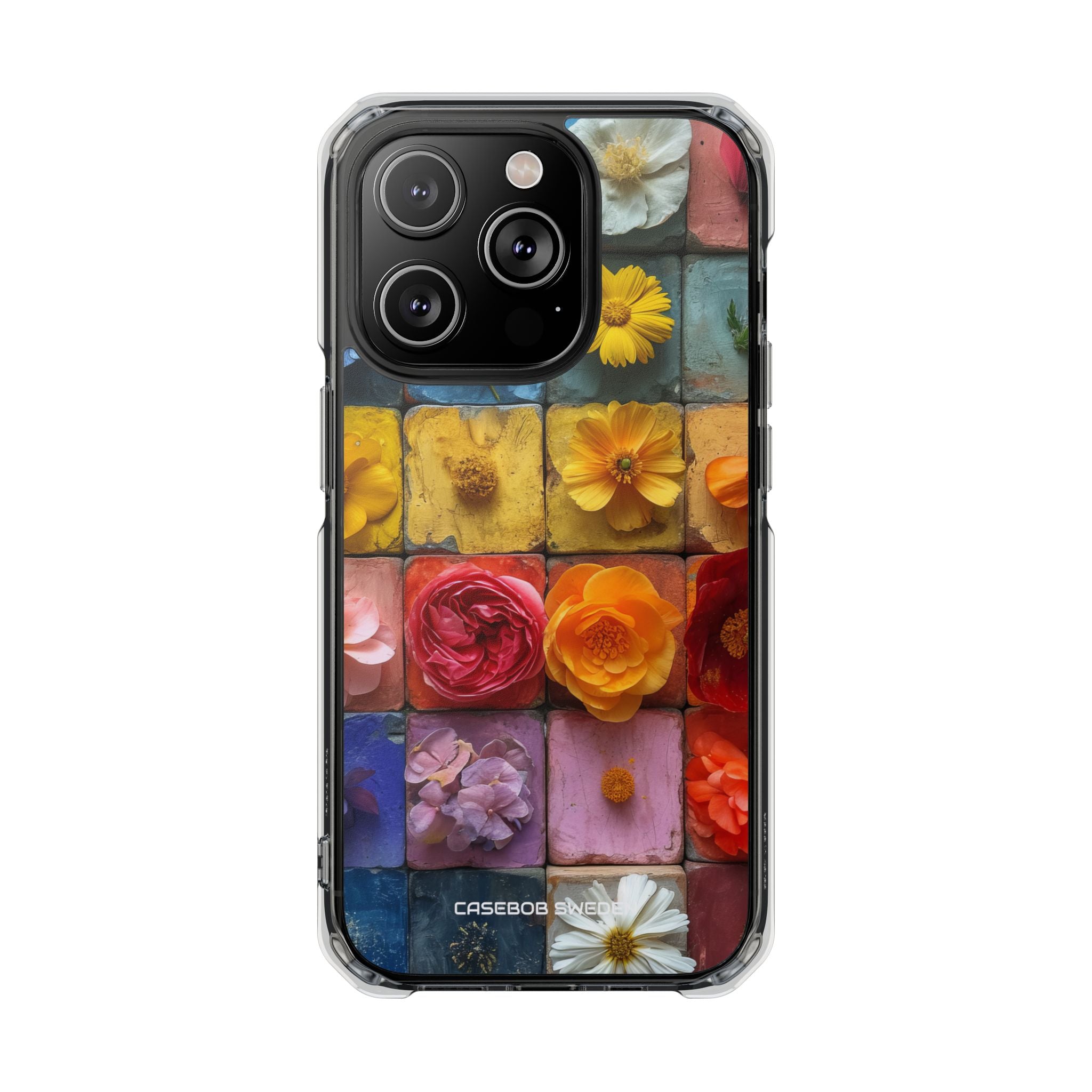 Vibrant Floral Tiles - Clear Impact iPhone 14 Phone Case