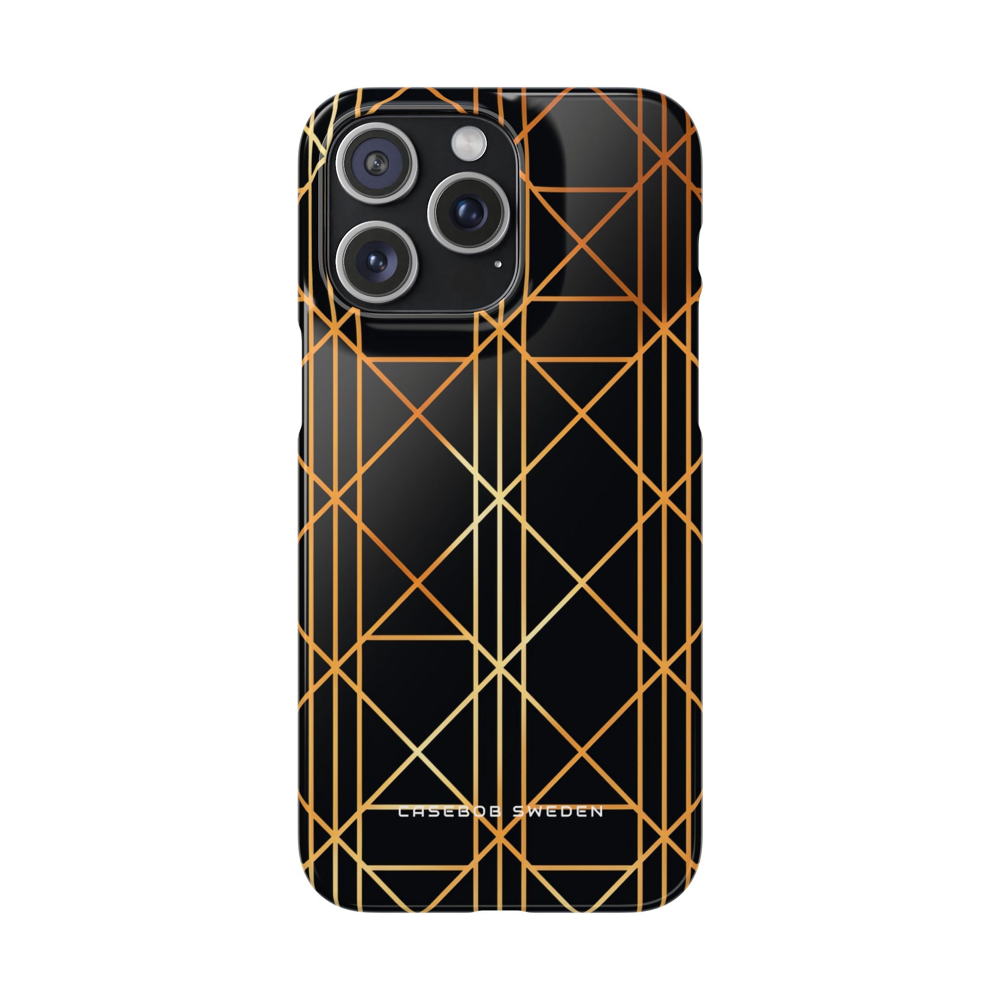 Golden Geometric Elegance iPhone 15 - Slim Phone Case