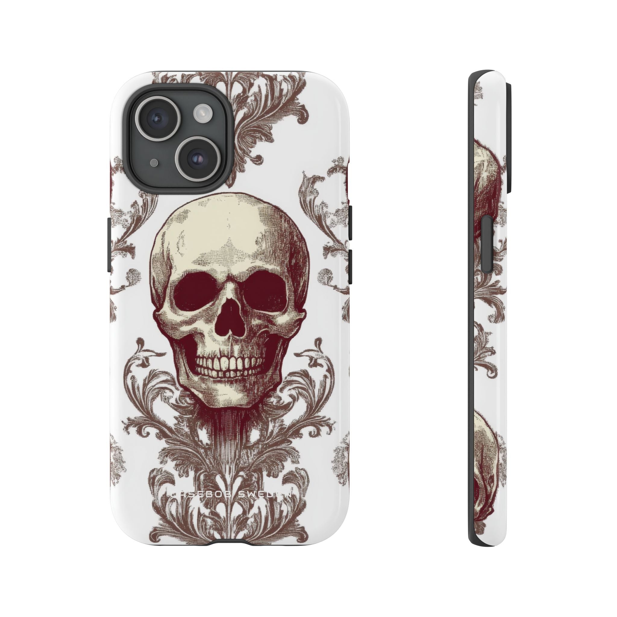 Gothic Skulls and Ornate Foliage iPhone 15 - Tough Phone Case