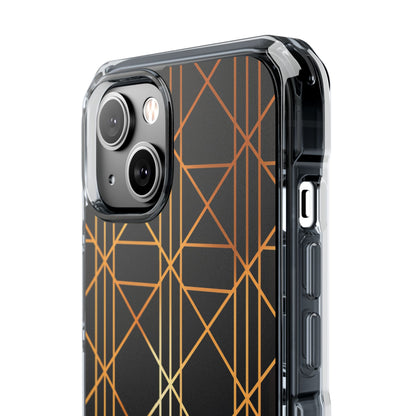 Golden Geometric Elegance iPhone 14 - Clear Impact Phone Case