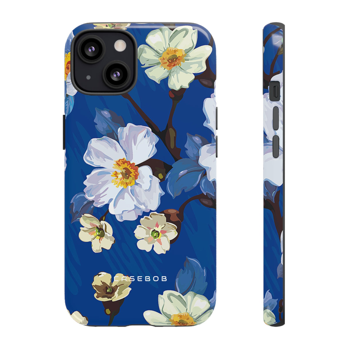 Elegant Flower on Blue iPhone Case | Tough