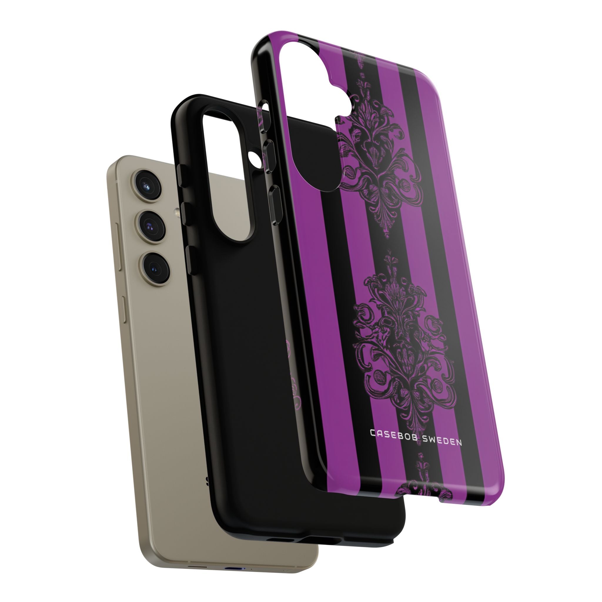 Gothic Elegance with Vertical Stripes and Ornamental Motifs Samsung S24 - Tough Phone Case