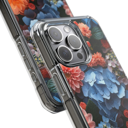 Blue Floral Bliss - Clear Impact iPhone 15 Phone Case