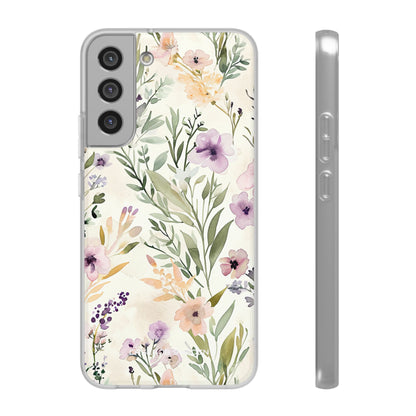 Soft Green Lavender Floral Pattern - Flexi Samsung S22 Phone Case