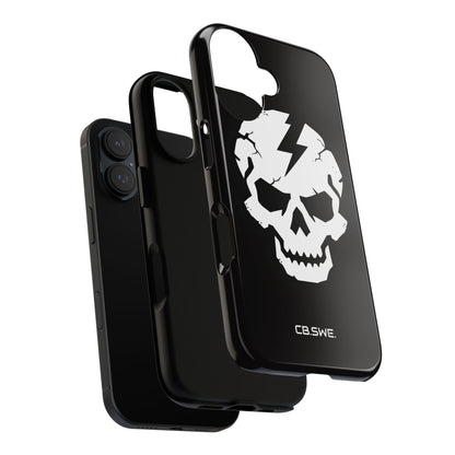Minimalist White Skull Lightning Bolt Icon iPhone 16 - Tough