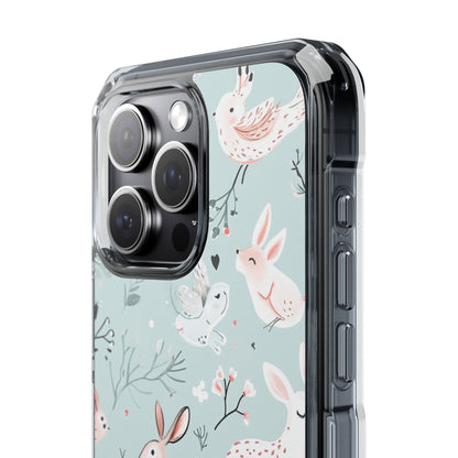 Whimsical Bunny Blossom - Clear Impact iPhone 15 Phone Case