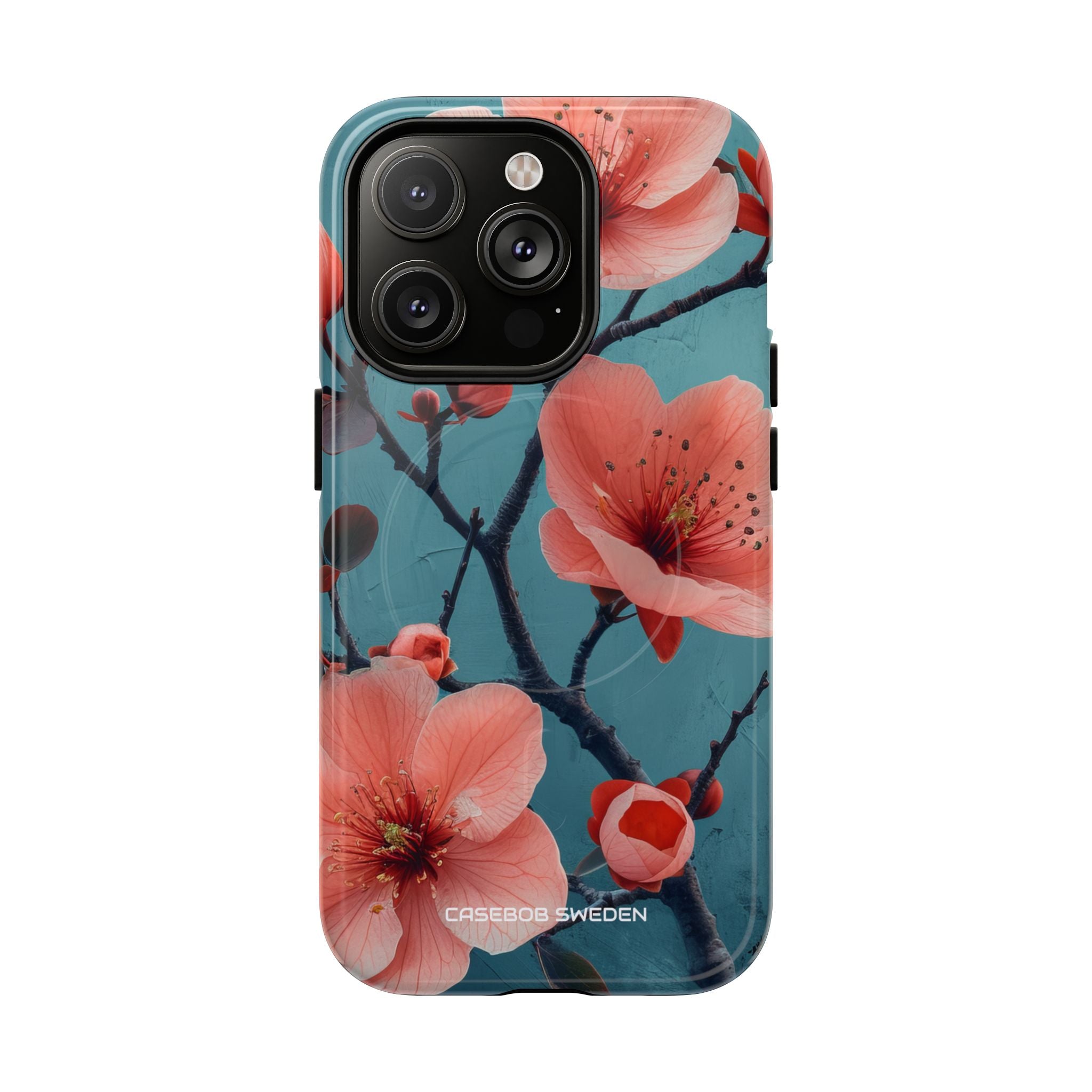 Teal Coral Blossom - Tough + MagSafe® iPhone 14 Phone Case