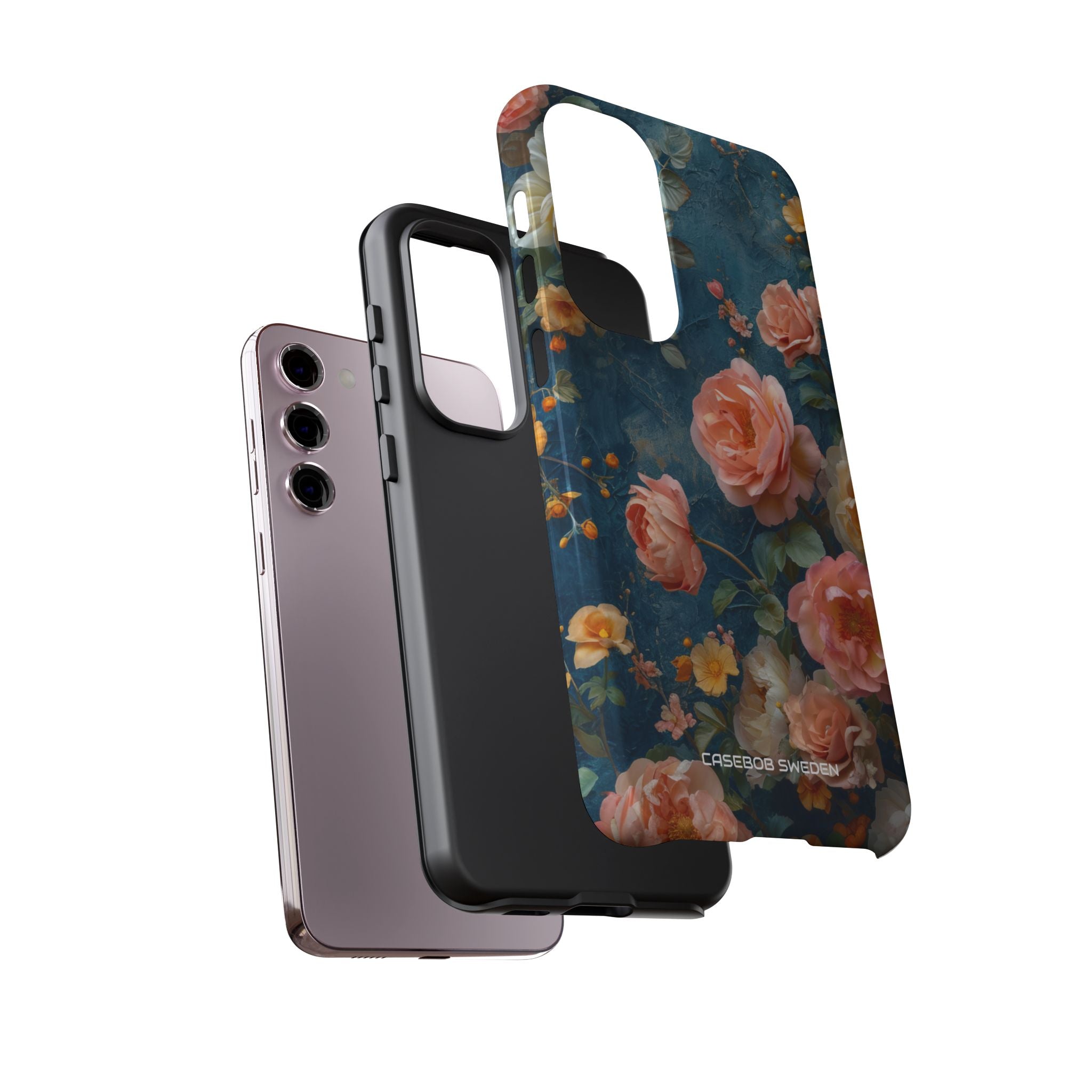 Blue Floral Elegance - Tough Samsung S23 Phone Case