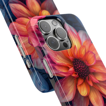 Floral Harmony Orange Blue - Slim iPhone 16 Phone Case