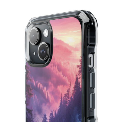 Misty Forest Serenity - Clear Impact iPhone 15 Phone Case