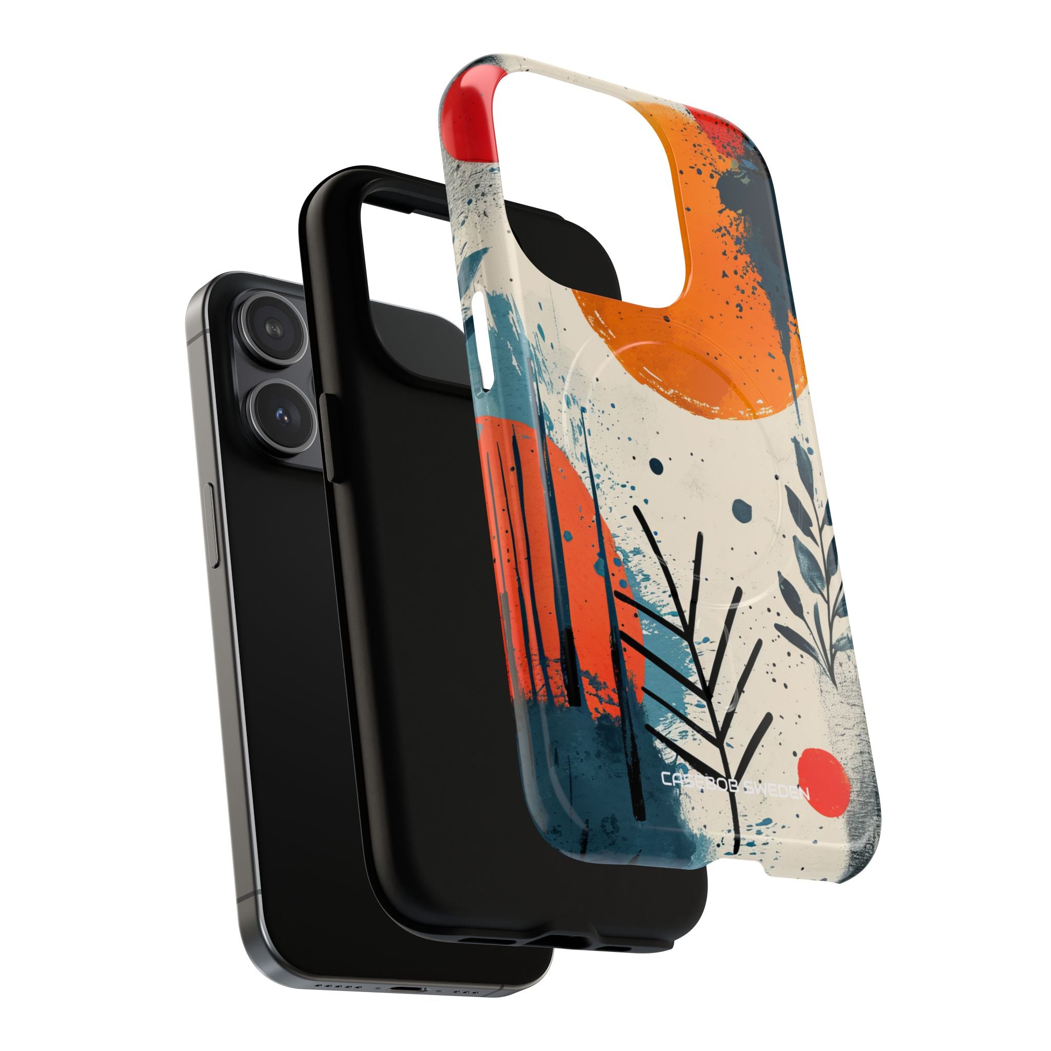 Orange Blue Splash - Tough + MagSafe® iPhone 15 Phone Case