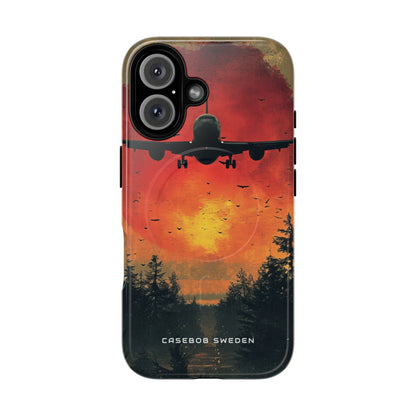 Vintage Sunset Airplane Silhouette iPhone 16 | Tough+ Phone Case