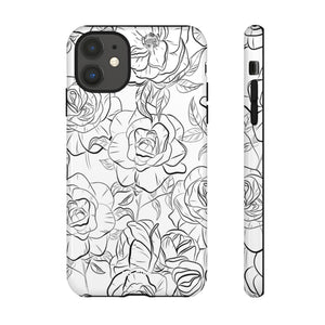 Intricate Rose Sketches - iPhone Case