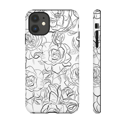 Intricate Rose Sketches - iPhone Case