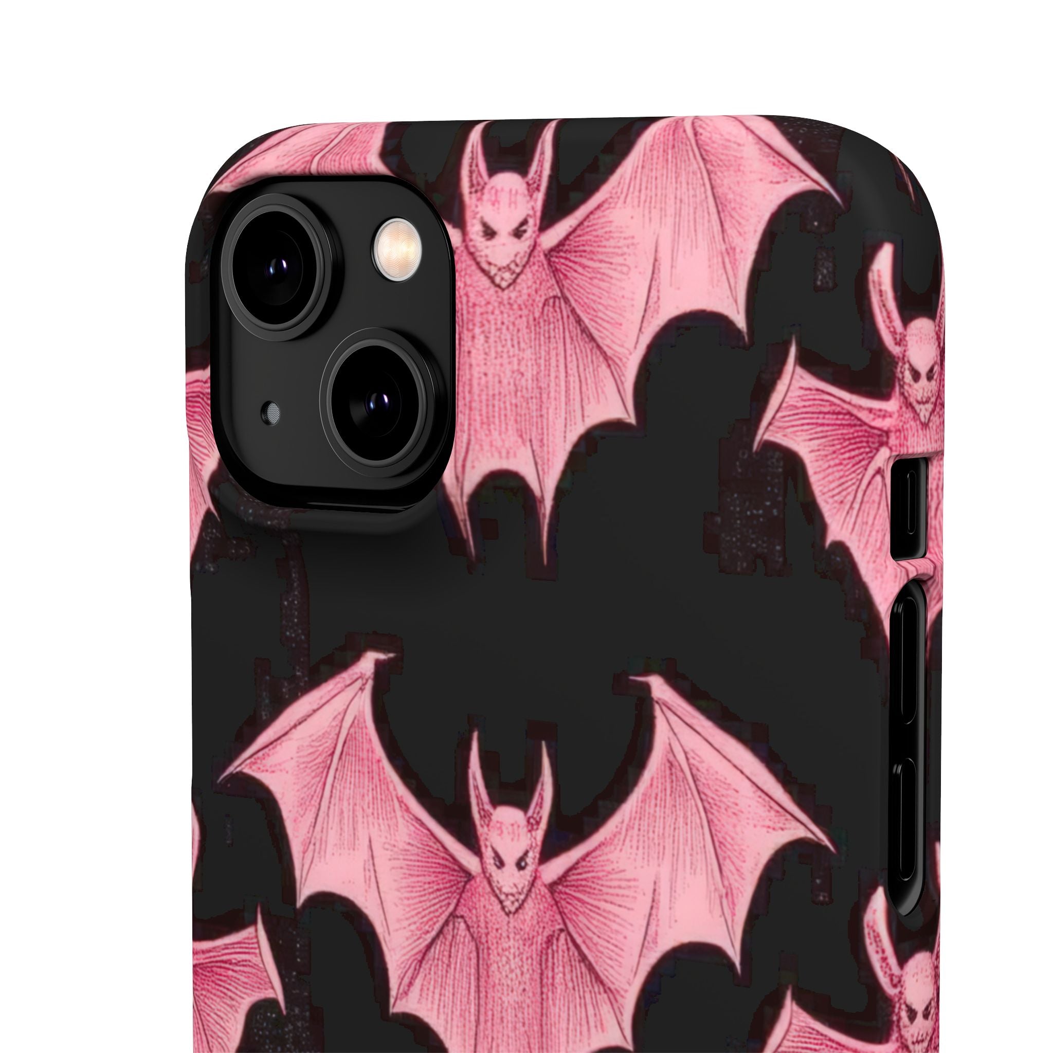 Gothic Pink Bats Aflame iPhone 14 - Slim Phone Case