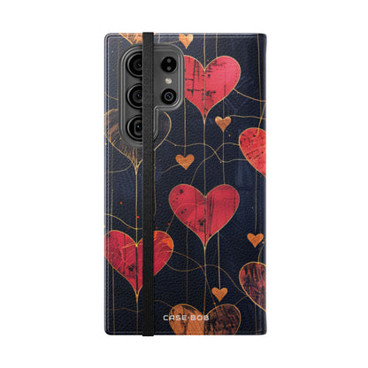 Textured Heart Grid - Samsung S23 Ultra Case - Wallet