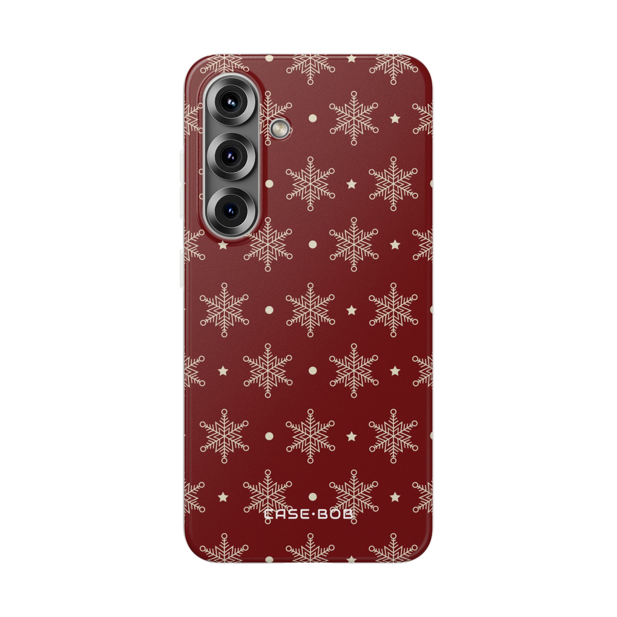Cream Snowflake Crimson Samsung S25 Plus Case - Soft