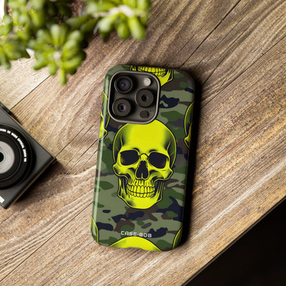 Neon Skull Camo iPhone 15 Pro Case - Tough