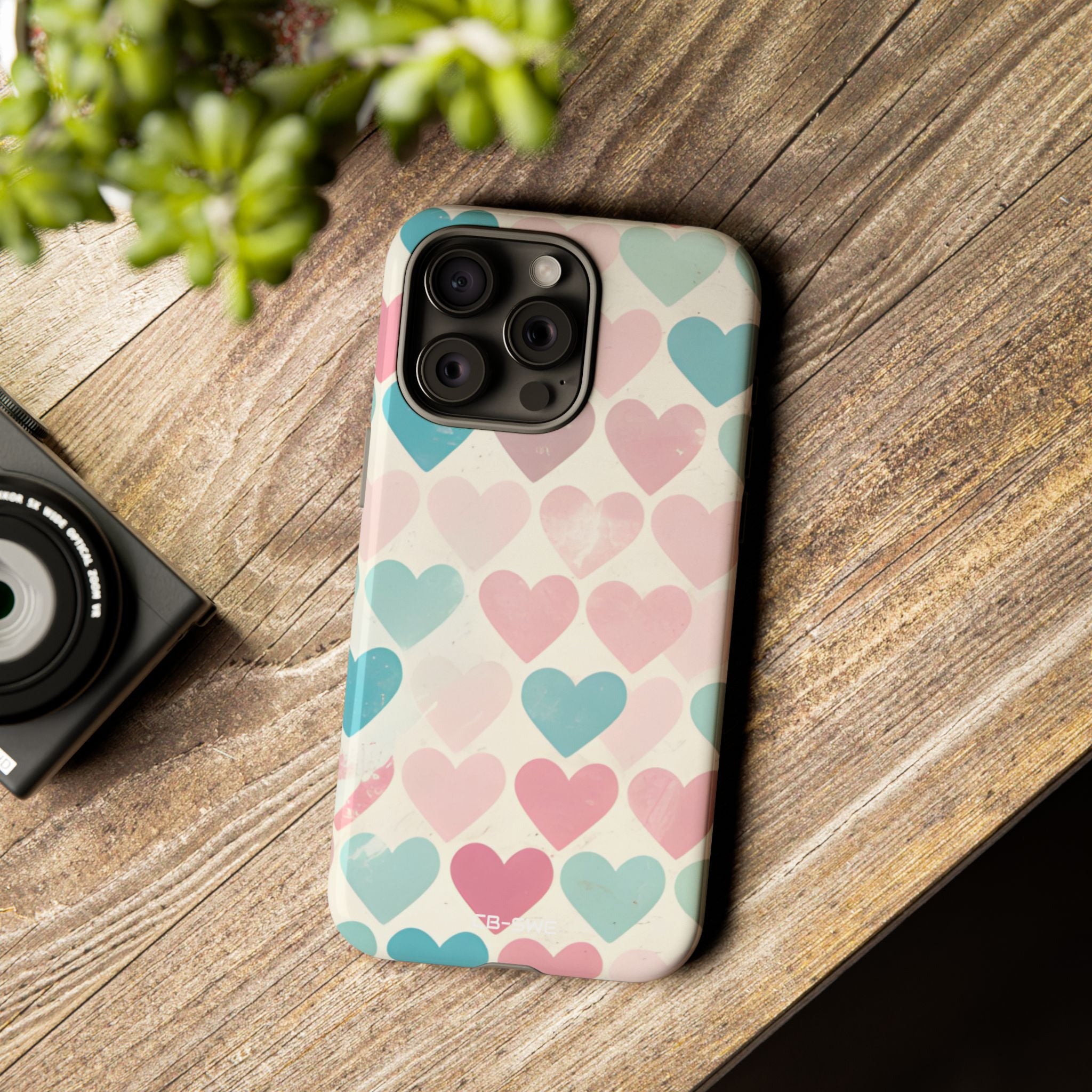 Retro Hearts Symmetry - iPhone Case
