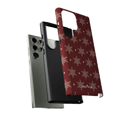 Cream Snowflake Crimson Samsung S23 Ultra Case - Tough