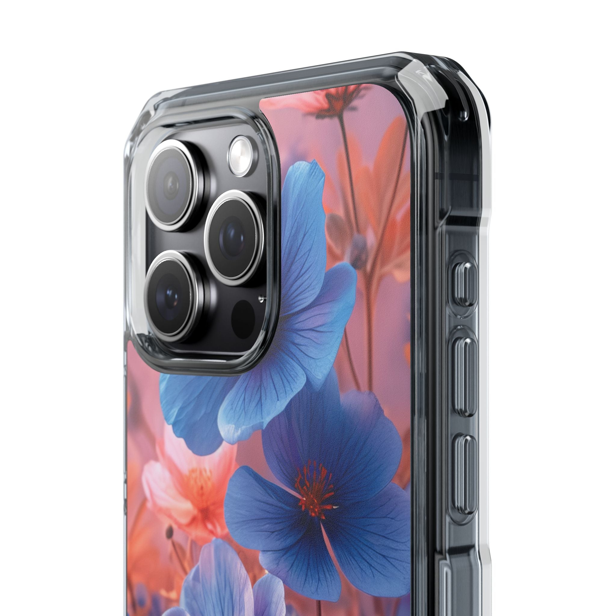 Blue Peach Blossoms - Clear Impact iPhone 15 Phone Case