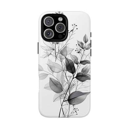 Veined Leaves Gray iPhone 16 Pro Max Case - Tough+