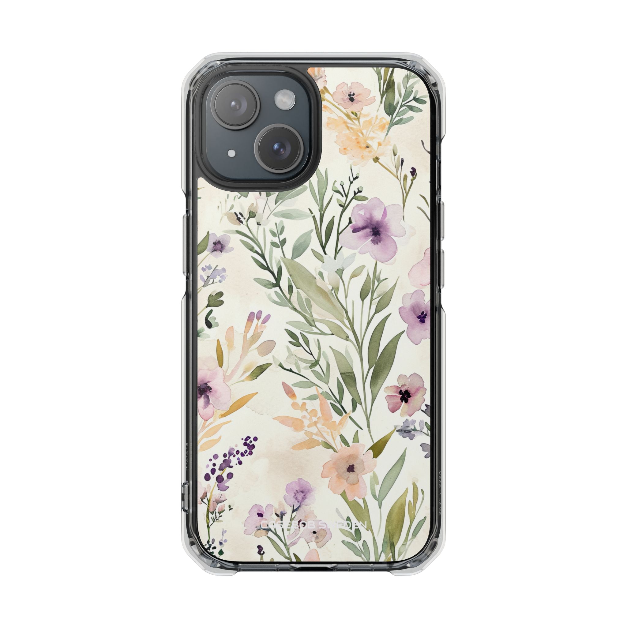 Soft Green Lavender Floral Pattern - Clear Impact iPhone 15 Phone Case