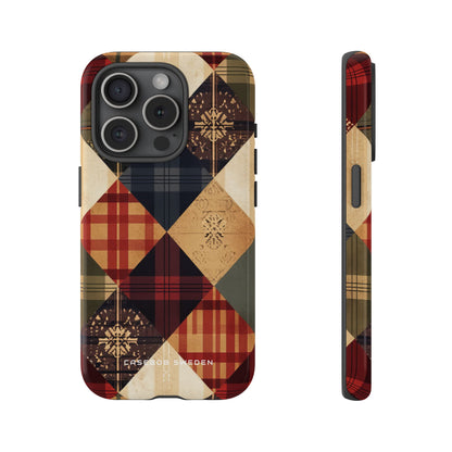 Rustic Geometric Patchwork Harmony iPhone 15 - Tough Phone Case