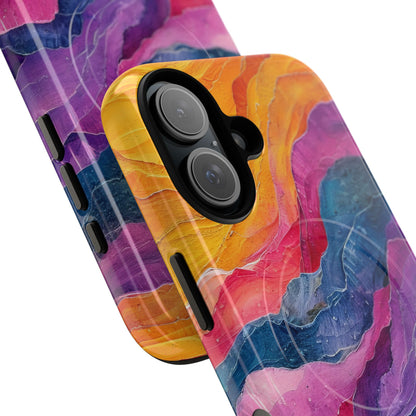 Vibrant Abstract Waves - Tough + MagSafe® iPhone 16 Phone Case