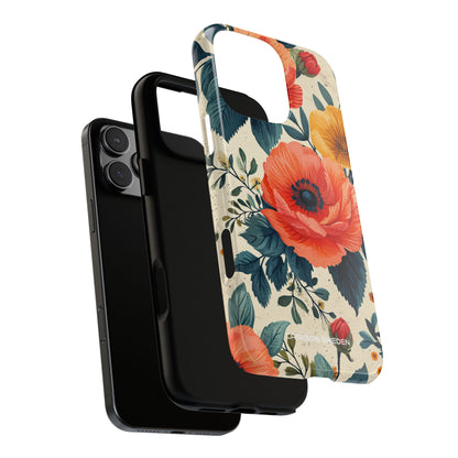 Vibrant Botanical Poppies - Tough iPhone 16 Phone Case